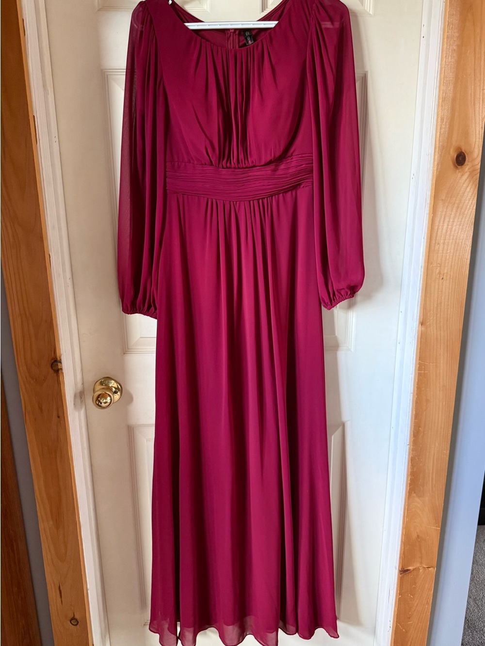 Ever Pretty Burgundy Long Sleeve Formal Dress